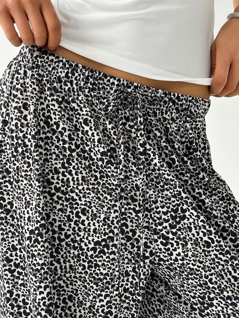 EZwear Pantalones anchos y holgados con estampado de corazon para uso casual