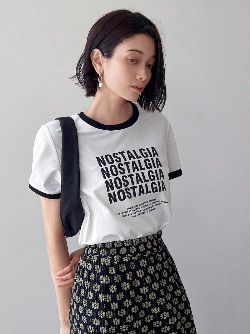 FRIFUL Camiseta casual de manga corta con cuello redondo para mujer con lema impreso para verano