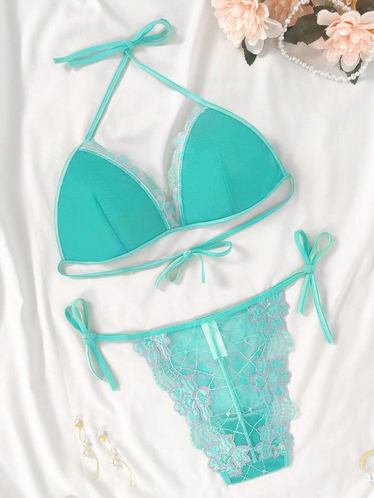 Conjunto de lenceria de encaje de 2 piezas para mujer