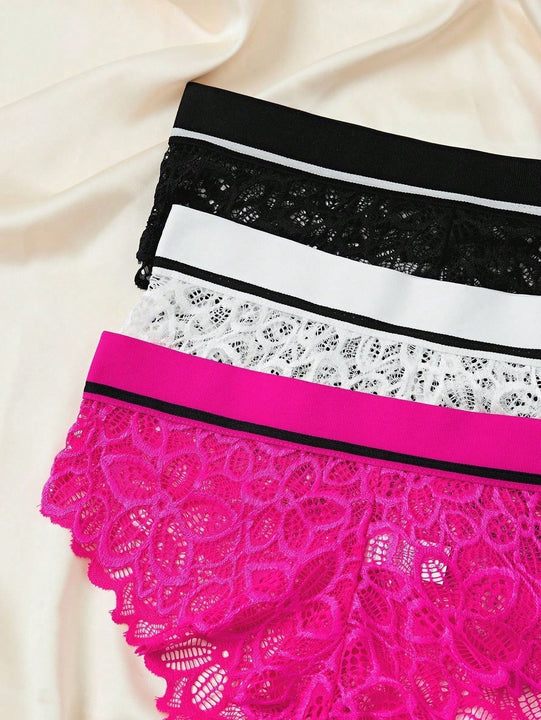 Conjunto de lenceria de encaje floral de 3 piezas