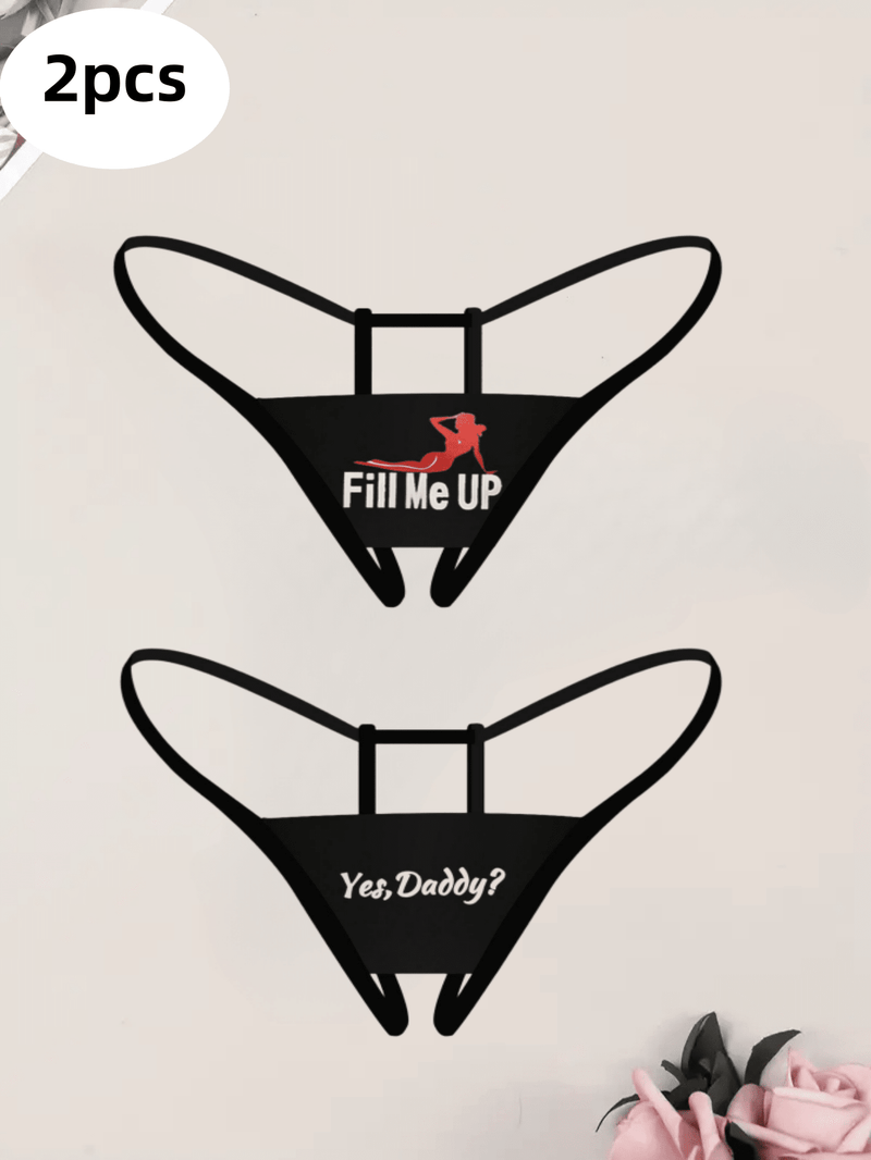 2 piezas de ropa interior sexy para mujeres, ropa interior sexy, tanga sin entrepierna estampado grafico