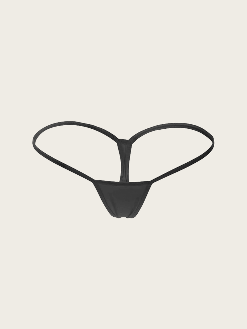 Conjunto de lenceria sexy de 3 piezas para mujeres con tanga de unicolor, panties de forma de T de cintura baja