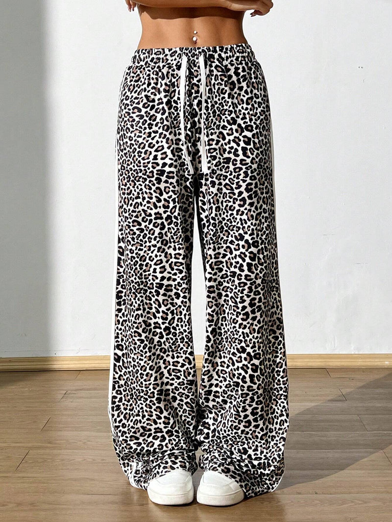 EZwear Pantalones informales de mujer con estampado de leopardo Y2K