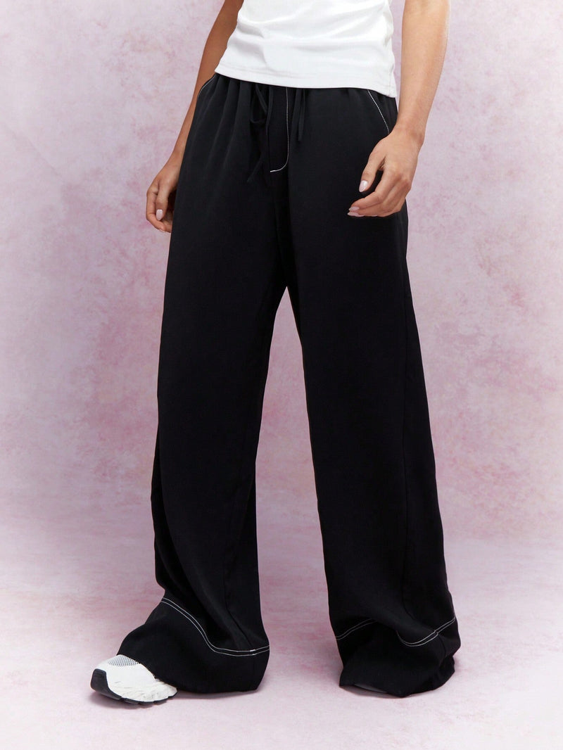 MISSGUIDED Pantalones de pierna ancha con costura de contraste