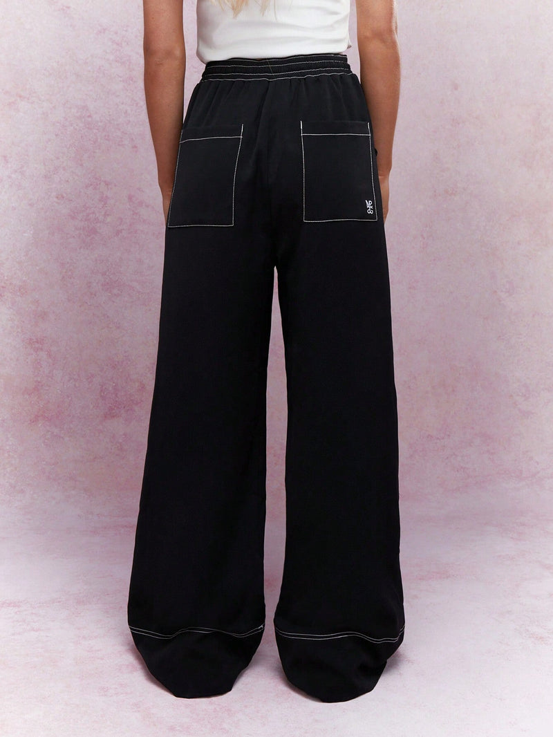 MISSGUIDED Pantalones de pierna ancha con costura de contraste