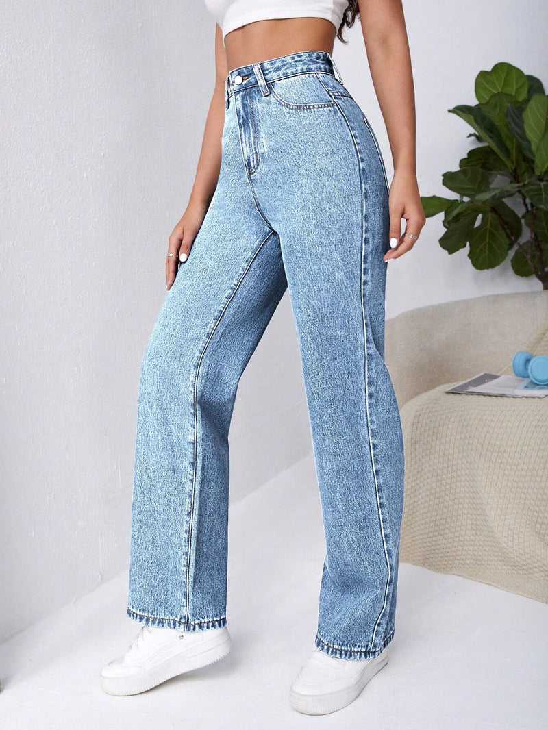 Frenchy Jeans de cintura alta y holgados estilo novio con bolsillo lateral inclinado