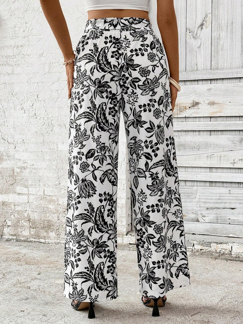 LUNE Pantalones anchos de estampado floral para las vacaciones de verano