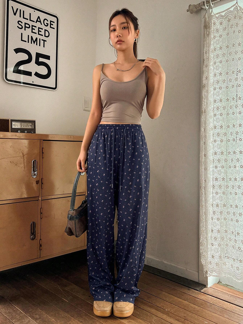 DAZY Pantalones amplios con estampado floral Ditsy