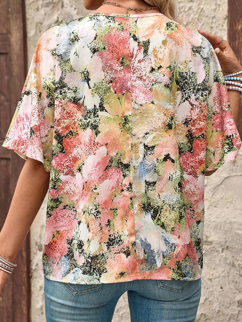 EMERY ROSE Camisa de verano casual y suelta de mujer con diseno floral vintage