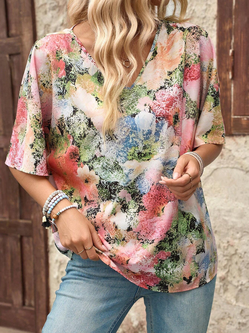 EMERY ROSE Camisa de verano casual y suelta de mujer con diseno floral vintage