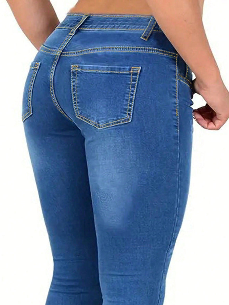 Pantalones Jeans Capri ajustados de mujer para uso diario y con bolsillos para el trabajo