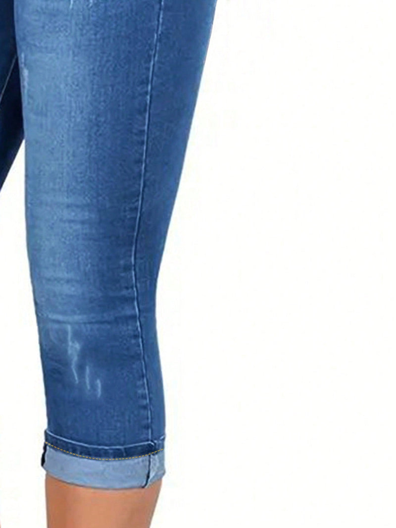 Pantalones Jeans Capri ajustados de mujer para uso diario y con bolsillos para el trabajo