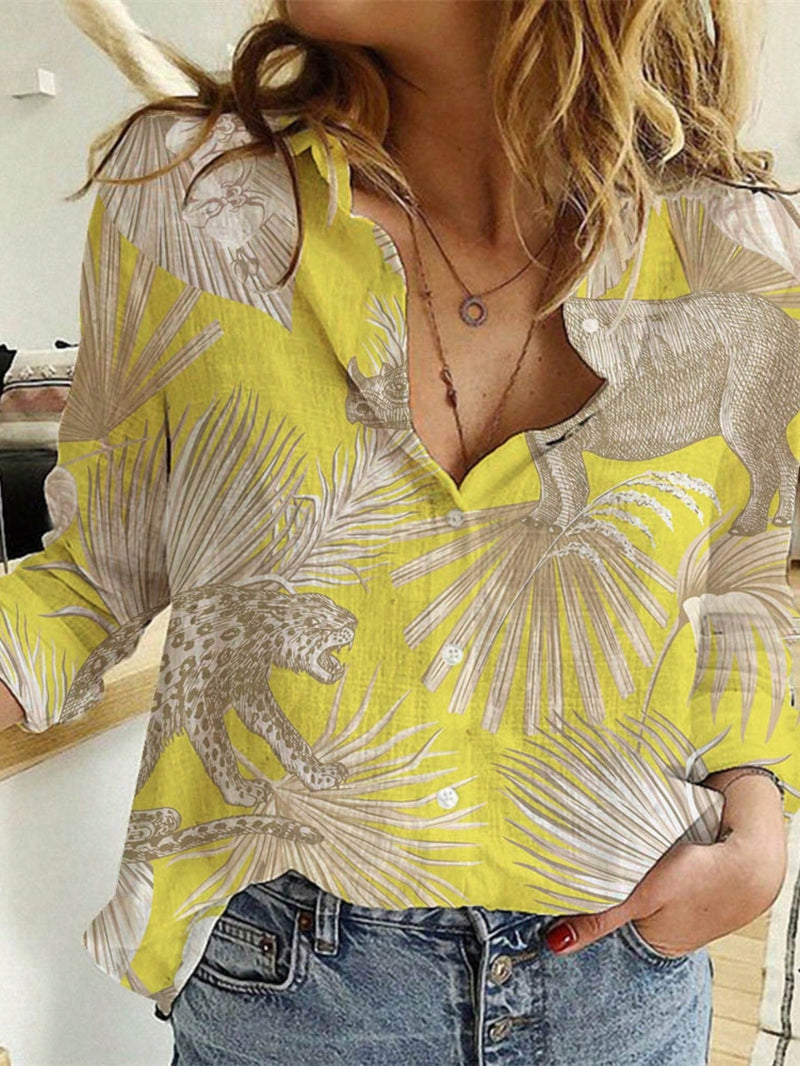 Camisa de mujer con botones y mangas largas de moda