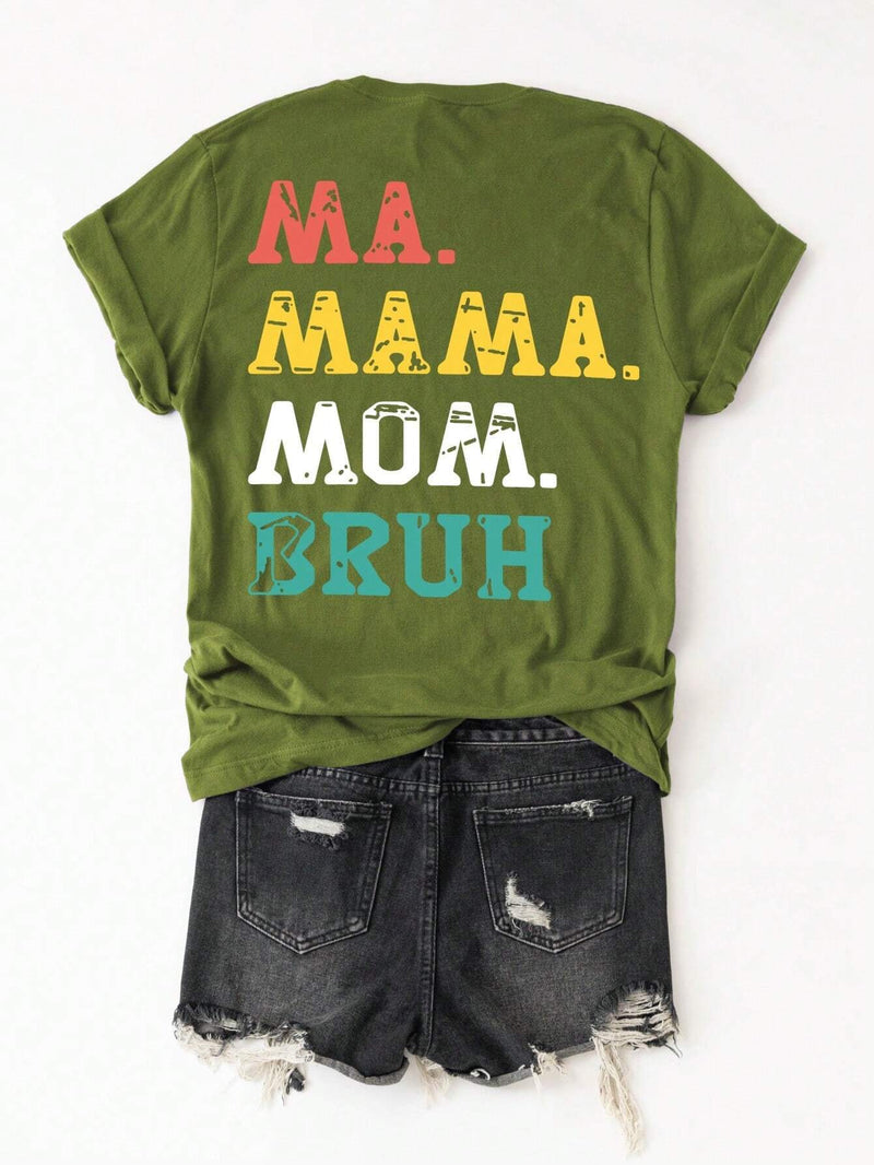 Camiseta para mujer con unicolor y letras impresas para el Dia de la Madre