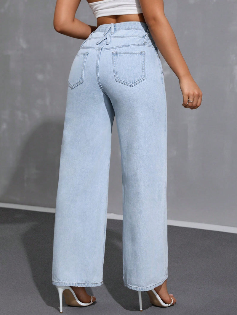 Essnce Jeans casuales de pierna recta con cintura alta