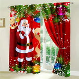 2 unidades de Cortinas de Puerta de Estilo Art Deco para Navidad, Tejido de Sateen de Poliéster, Lavar a Máquina, Diseño Floral Festivo, Sin Forro, No Requiere Batería, Decoración para el Hogar para Dormitorio y Sala de Estar