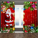 2 unidades de Cortinas de Puerta de Estilo Art Deco para Navidad, Tejido de Sateen de Poliéster, Lavar a Máquina, Diseño Floral Festivo, Sin Forro, No Requiere Batería, Decoración para el Hogar para Dormitorio y Sala de Estar