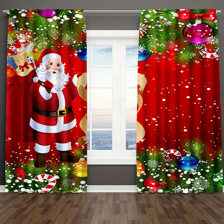 2 unidades de Cortinas de Puerta de Estilo Art Deco para Navidad, Tejido de Sateen de Poliéster, Lavar a Máquina, Diseño Floral Festivo, Sin Forro, No Requiere Batería, Decoración para el Hogar para Dormitorio y Sala de Estar