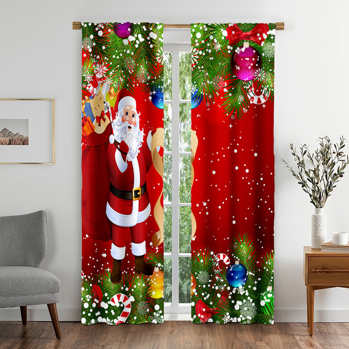 2 unidades de Cortinas de Puerta de Estilo Art Deco para Navidad, Tejido de Sateen de Poliéster, Lavar a Máquina, Diseño Floral Festivo, Sin Forro, No Requiere Batería, Decoración para el Hogar para Dormitorio y Sala de Estar