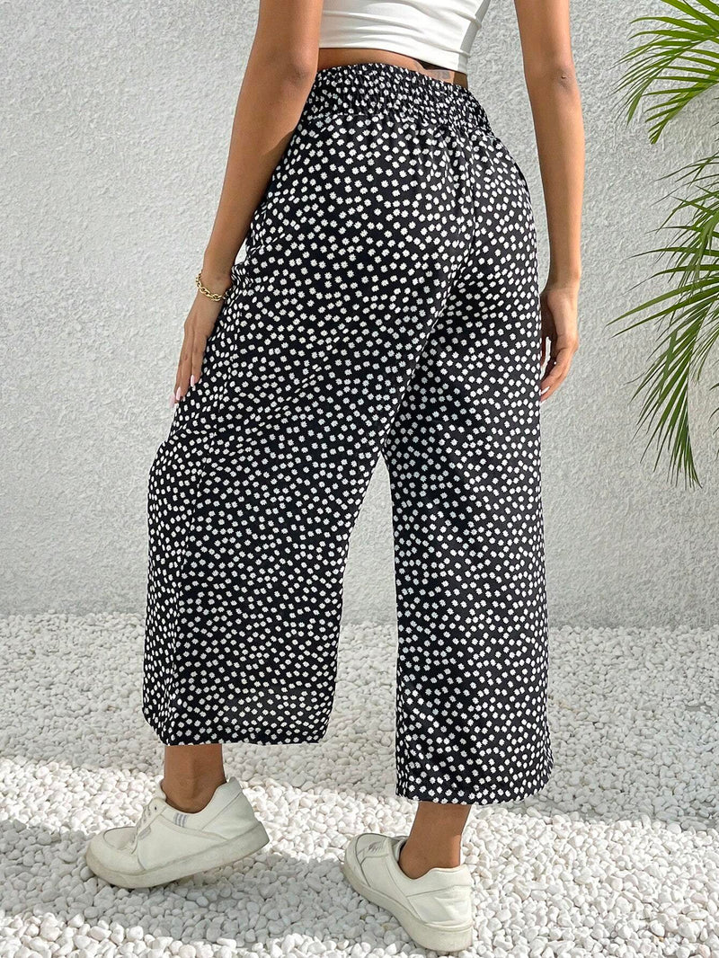 EZwear Pantalones informales de longitud 7/8 con cintura elastica y corte holgado