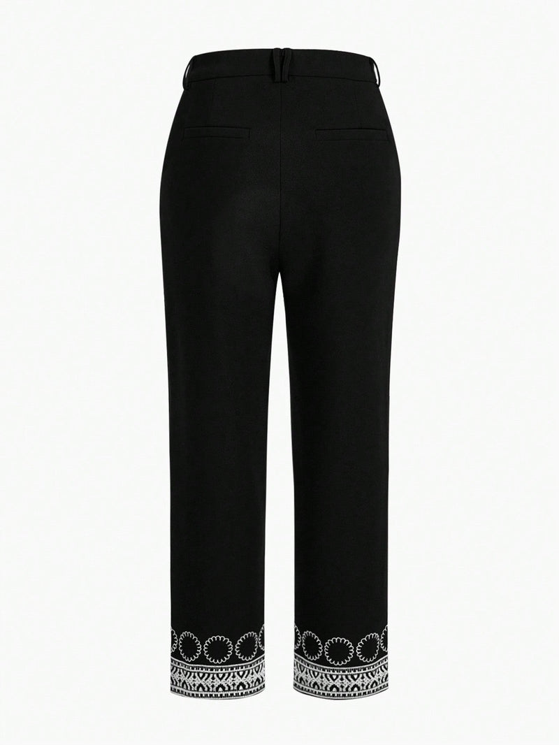 MOTF Classy Pantalones con detalle de bordado y bolsillo oblicuo