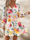 Clasi vestido corto de manga larga con estampado floral para mujeres