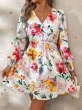 Clasi vestido corto de manga larga con estampado floral para mujeres