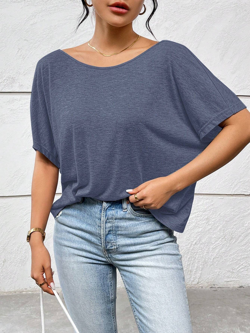 Camiseta casual de verano para mujer con torsion en la espalda y sin respaldo