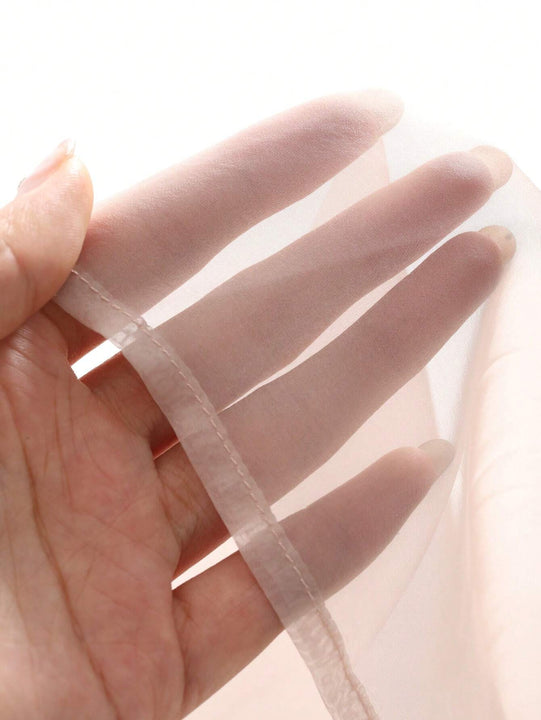 DAZY Camisa de manga larga de mujer de gasa de unicolor con corbata en el cuello