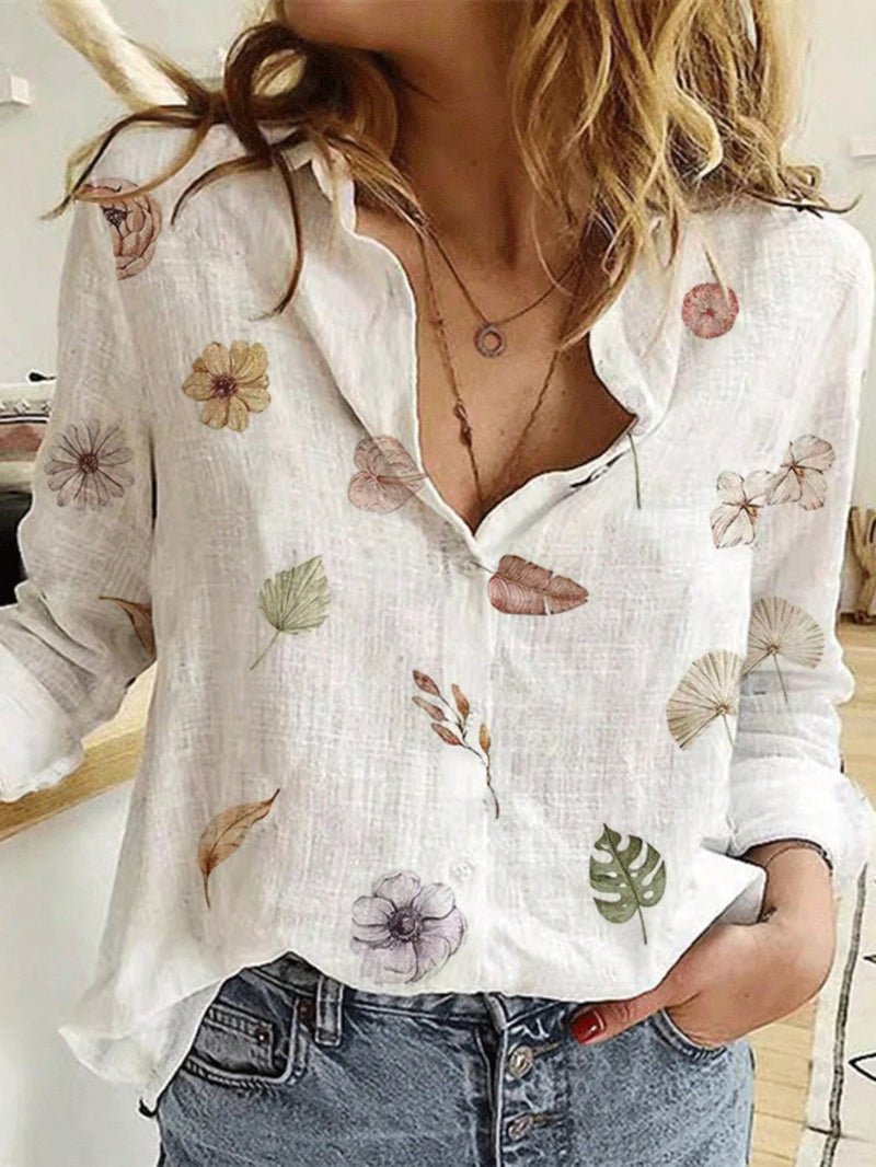 Camisa de moda de mujer con botones y mangas largas