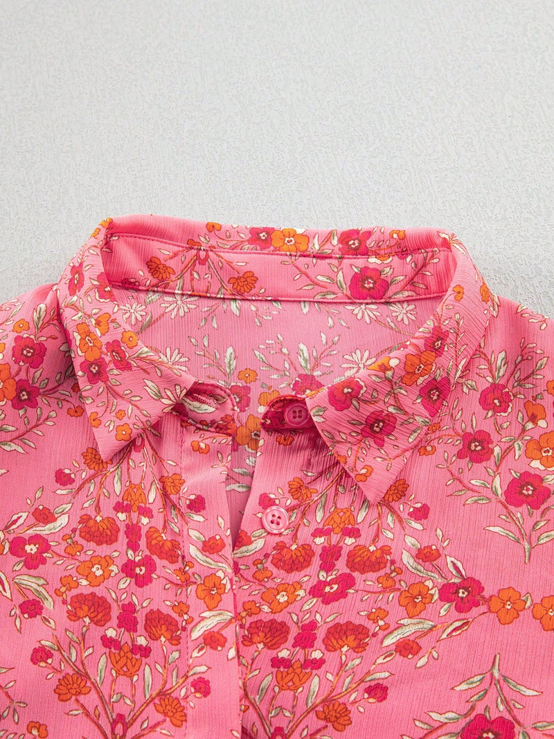 Camisa de mujer de manga larga con estampado floral