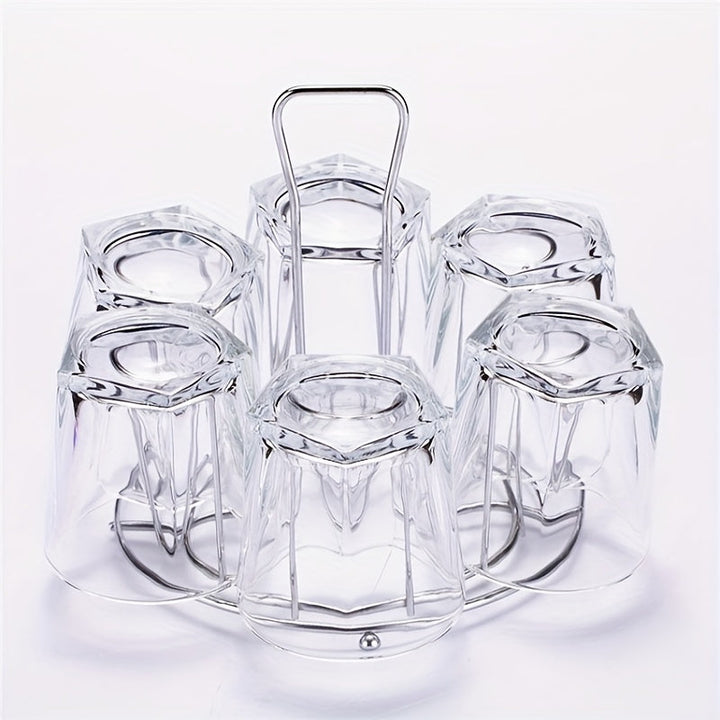 Soporte para tazas de acero inoxidable con base alta, elegante porta vasos de metal, escurridor para mostrador de cocina, organizador de tazas