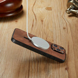 Estuche de teléfono móvil ultrafino de lujo mate retro de cuero sintético para iPhone16 15 14 13 Pro Max 12 11 Pro Xr X/xs XSMAX con carga inalámbrica magnética, estuche de teléfono móvil antigolpes, estuche protector