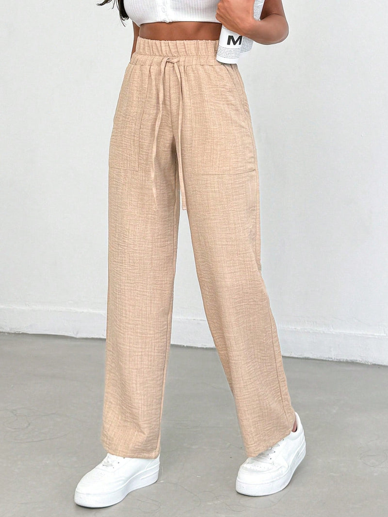 Tall pantalones informales para mujeres altas de unicolor con nudo de cottonline