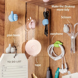 20 piezas de ganchos adhesivos para pared de plástico pulido premium, clips versátiles para cables de datos, audífonos y llaves, ideales para organización de oficina