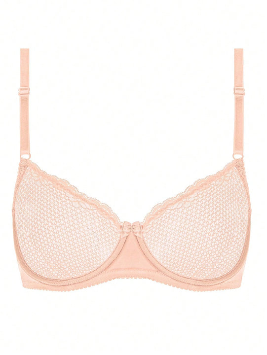 Wingslove sujetador con copa de 1/2 transparente con encaje y aro, sexy, para navidad