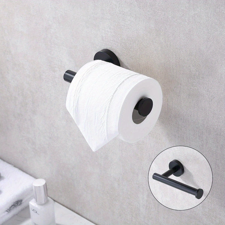 Portarrollos de papel higiénico de acero inoxidable, dispensador de rollo de papel de montaje en pared, diseño redondo moderno y elegante para baño, cocina, baño - Fácil instalación (negro)