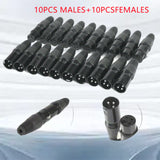 10 Pares de Conectores XLR DMX 3-Pines - Macho/Hembra Pasivo con Contactos Dorados para Señales de Audio y Iluminación Escénica - No Requiere Controlador de Potencia