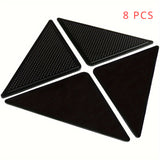 Juego de 8 Piezas de Fijadores para Alfombras Reutilizables y Lavables - Pegatinas Antideslizantes para Alfombras, Cinta Adhesiva Doble Cara, Garantizando una Decoración Estable en el Hogar