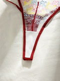3 piezas conjunto de tangas sexys de tiro bajo bordados dulces