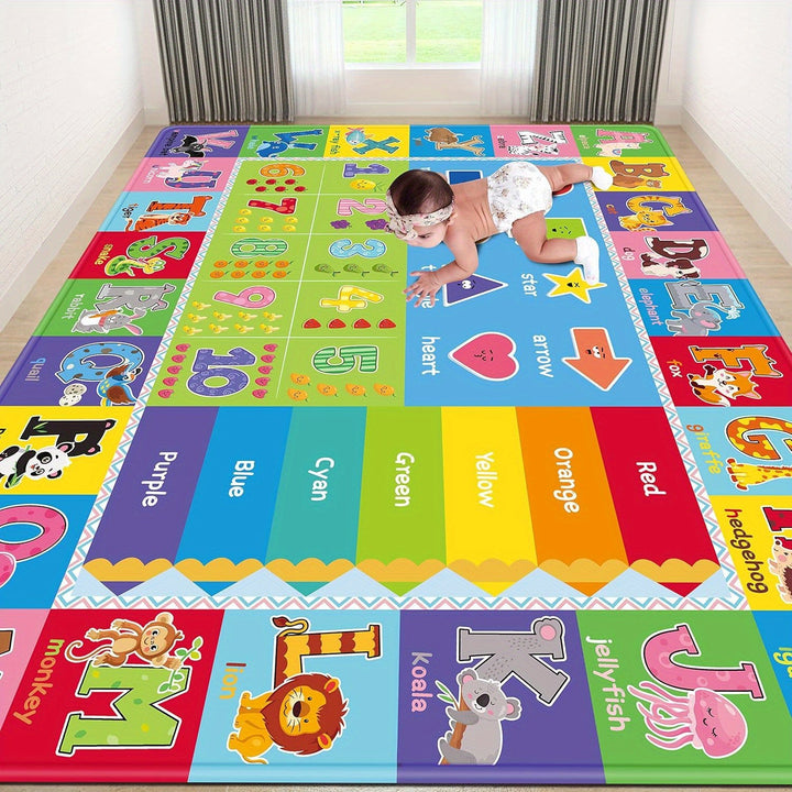 Alfombra de juego educativa ABC: Alfombra de animales del alfabeto suave antideslizante para la sala de juegos de los niños, adecuada para niños de 0 a 8 años, solo lavar a mano.