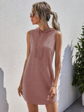 Lune vestido midi casual de unicolor con capucha con cordon y sin mangas, verano