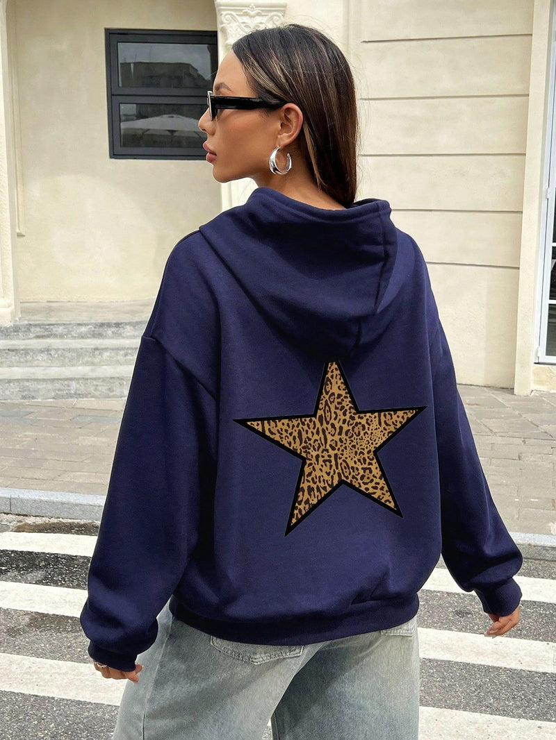 Comfortcana sudadera con capucha para mujer con estampado grafico de estrellas de lamina, para otono e invierno