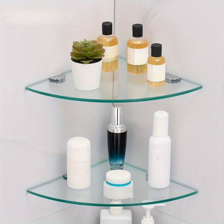 2 pzas Estantes Esquineros Triangulares sin Marco de Vidrio para Colgar en la Pared para Baño, Ducha, Aseo - Estante Flotante Montado en la Pared para Varios Tipos de Habitaciones