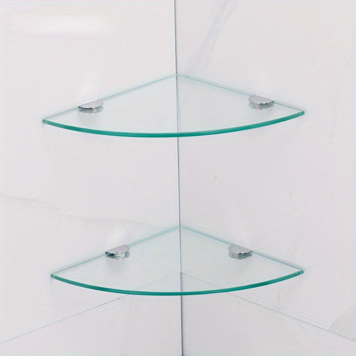 2 pzas Estantes Esquineros Triangulares sin Marco de Vidrio para Colgar en la Pared para Baño, Ducha, Aseo - Estante Flotante Montado en la Pared para Varios Tipos de Habitaciones