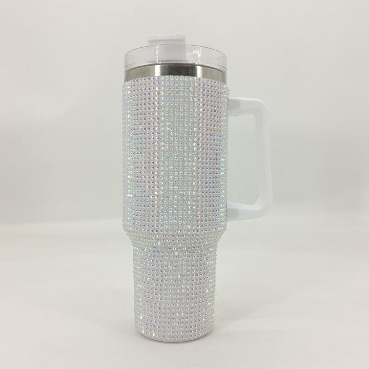 Taza de viaje térmica de 40 oz con asa de acero inoxidable 304, taza aislada con paja, lavable a mano, portador de bebidas reutilizable para bebidas calientes y frías, tema festivo