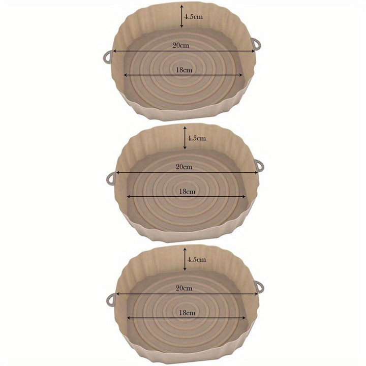 3 paquetes de revestimientos de silicona para freidoras de aire - 18,01 cm, alfombrillas reutilizables antiadherentes para cestas, bandejas de silicona de grado alimenticio, utensilios de cocina para freír con aire, hornear, accesorios para horno