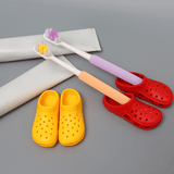 Soporte de cepillo de dientes de pared de 1pc, diseño de zapato, ahorro de espacio, almacenamiento de cepillo de dientes de baño de plástico sin taladro, organizador de cepillo de dientes, uso sin electricidad