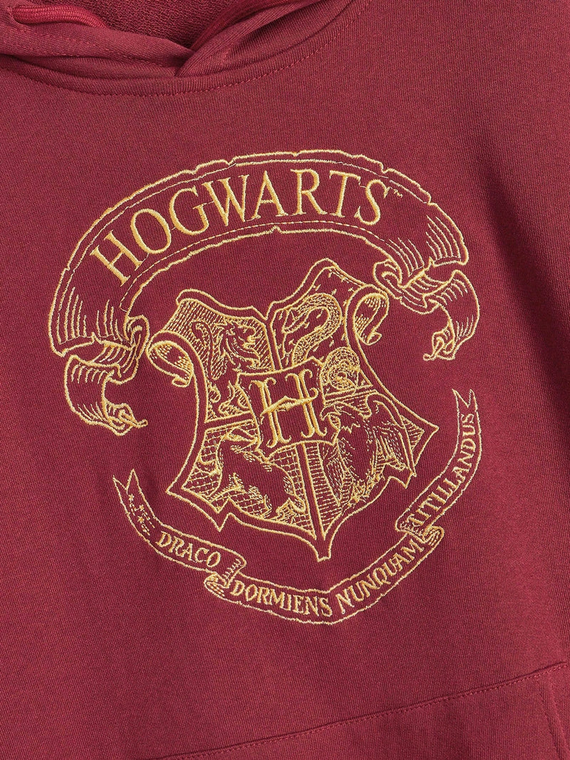 Harry potter | romwe sudadera con capucha de mujer informal, de gran tamano, con bolsillo tipo canguro, estampado de letras y insignias de animales, y cordon ajustable