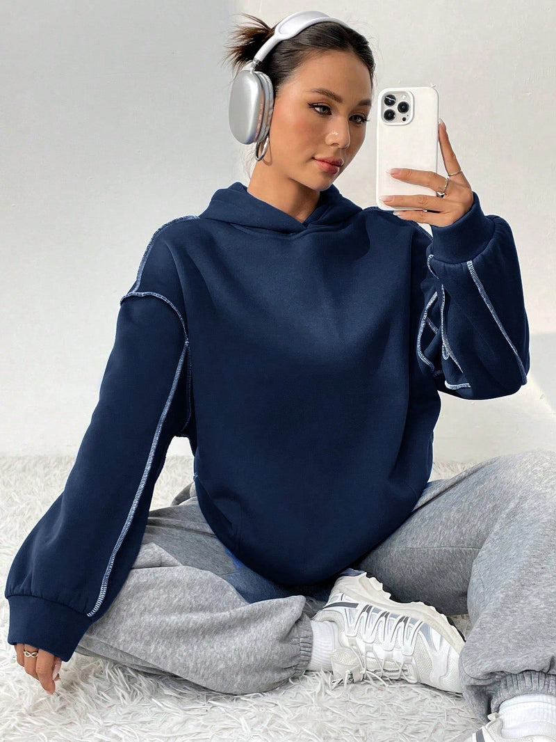 Moosta sudadera con capucha de manga larga y diseno simple para el ocio diario de las mujeres